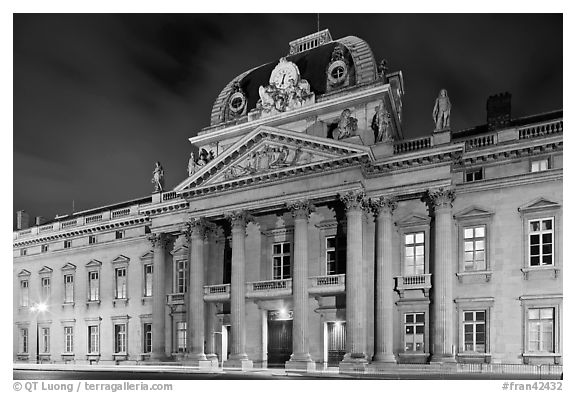 Ecole Militaire by night. Paris, France (black and white)