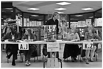 Voting booth, 2008 French presidential election. Paris, France ( black and white)