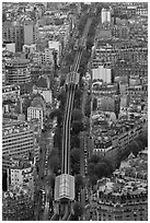 Metro line seen from above. Paris, France (black and white)