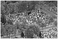 Montparnasse Cemetery from above. Paris, France ( black and white)