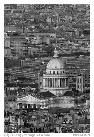 Pantheon at dusk from above. Quartier Latin, Paris, France