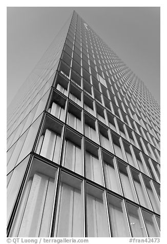 Tower of National Library of France. Paris, France (black and white)