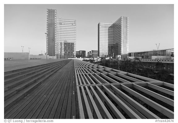 National Library (BnF), architect Dominique Perrault. Paris, France (black and white)