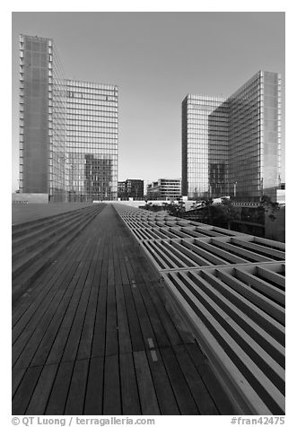 Bibliotheque Francois Mitterrand, sunset. Paris, France (black and white)