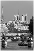 Passerelle des Arts and bell towers of Notre-Dame. Paris, France (black and white)