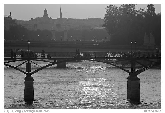 Sunset over the Seine River and bridges. Paris, France