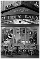 Cafe at dusk. Paris, France (black and white)