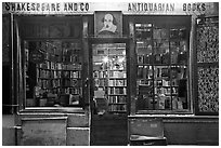 Shakespeare and Co bookstore at dusk. Quartier Latin, Paris, France ( black and white)