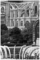 Detail of Forum des Halles and Saint-Eustache church. Paris, France ( black and white)