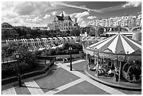 Carousel, Forum des Halles and Saint-Eustache church. Paris, France ( black and white)