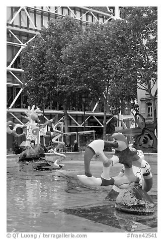 Fontaine des automates with modern colorful sculptures. Paris, France