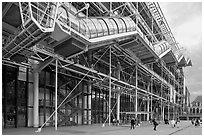 Beaubourg Center in the style of high-tech architecture. Paris, France (black and white)