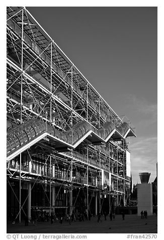 Beaubourg center and National Museum of Modern Art. Paris, France (black and white)