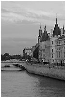 Conciergerie and Seine river. Paris, France ( black and white)