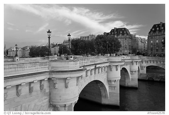 Pont Neuf at sunset. Paris, France (black and white)