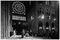 Catholic Mass celebration. Paris, France (black and white)