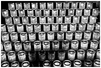 Array of candles, Notre-Dame cathedral. Paris, France (black and white)