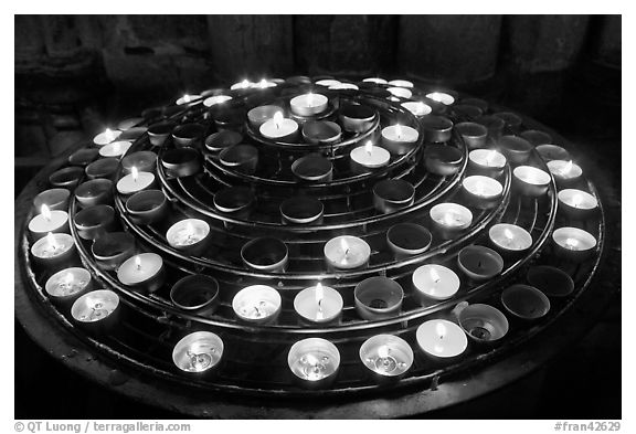 Circle of candles, Notre-Dame cathedral. Paris, France