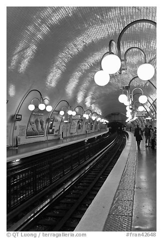 Glistening metro station. Paris, France (black and white)