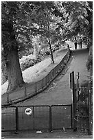 Park with couple in the distance, Montmartre. Paris, France (black and white)