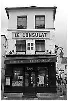 Le Consulat Restaurant, Montmartre. Paris, France ( black and white)