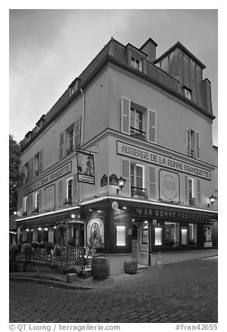 Restaurant at dusk, Montmartre. Paris, France