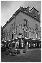 Restaurant at dusk, Montmartre. Paris, France ( black and white)