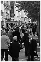 Dense pedestrian traffic on Champs-Elysees. Paris, France ( black and white)