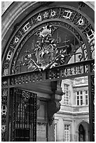 Gate and emblem of the city of Paris, Carnevalet Museum. Paris, France ( black and white)