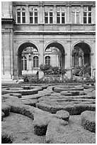 Garden of hotel particulier. Paris, France (black and white)