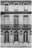 Facade of hotel particulier. Paris, France (black and white)