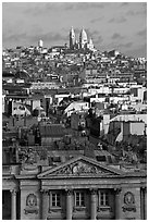 Rooftops and Montmartre Hill. Paris, France (black and white)