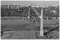 Place de la Concorde, Obelisk, Grand Palais, and Champs-Elysees. Paris, France (black and white)