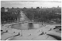 Jardin des Tuileries and Louvre in winter. Paris, France (black and white)