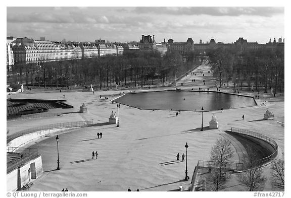 Tuileries garden in winter from above. Paris, France