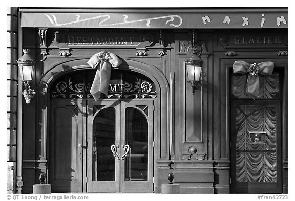 Maxim's restaurant. Paris, France (black and white)