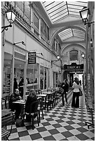 Eatery in covered passage. Paris, France (black and white)