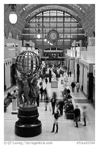 Inside the Orsay museum. Paris, France (black and white)