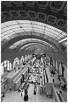 Vaulted ceiling and main room of the Musee d'Orsay. Paris, France ( black and white)