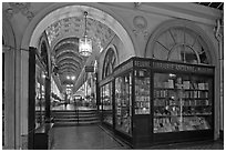 Bookstore in passage Vivienne. Paris, France (black and white)