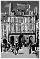Pavillion de la Reine, Place des Vosges. Paris, France (black and white)