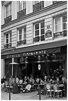 Cafe, rue Vielle du Temple, the Marais. Paris, France (black and white)