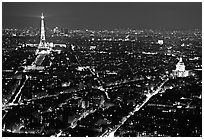 Tour Eiffel (Eiffel Tower) and Invalides by night. Paris, France (black and white)
