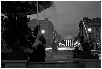 Place de la Concorde and Madeleine church at dusk. Paris, France (black and white)