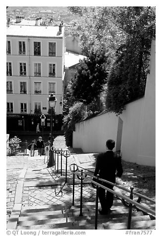 Staircase, Montmartre. Paris, France (black and white)