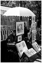 Painters on Place du Tertre,  Montmartre. Paris, France (black and white)
