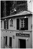 La Maison Rose, Montmartre. Paris, France (black and white)