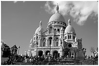 Basilique du Sacre Coeur, seen from the Butte, Montmartre. Paris, France ( black and white)