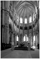 Apse of the Romanesque church of Vezelay. Burgundy, France (black and white)