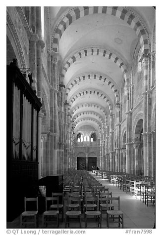 Nave of the Romanesque church of Vezelay. Burgundy, France